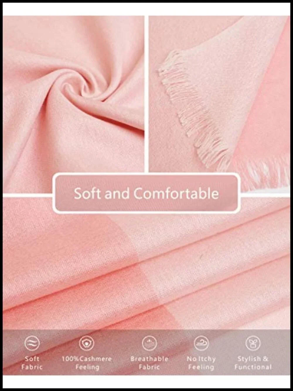 Women's Wool Blend Pashmina Shawl Wrap Scarf Non Itchy Wedding